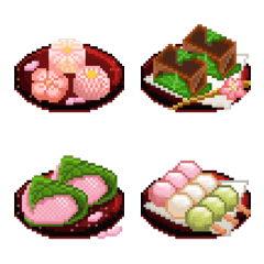 [LINE絵文字] 和菓子ドット絵の画像