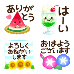 [LINE絵文字] 【文字あり♡】夏のかわいい日常絵文字の画像