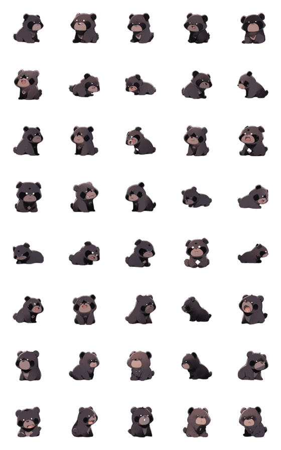 [LINE絵文字]animal stickers-black bearの画像一覧