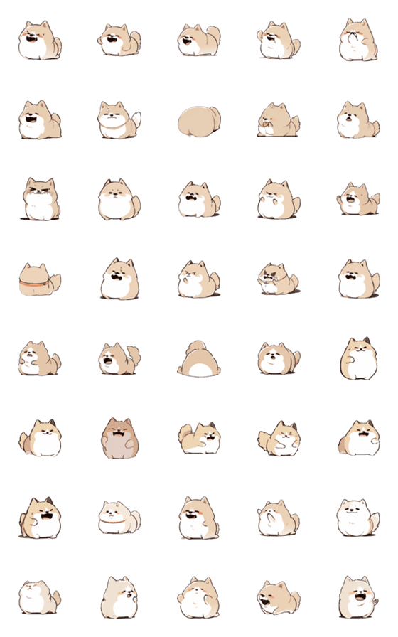 [LINE絵文字]animal stickers-Fat Shiba Inuの画像一覧