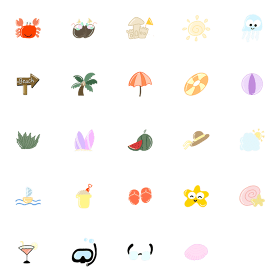 [LINE絵文字]Emoji Beach and seaの画像一覧