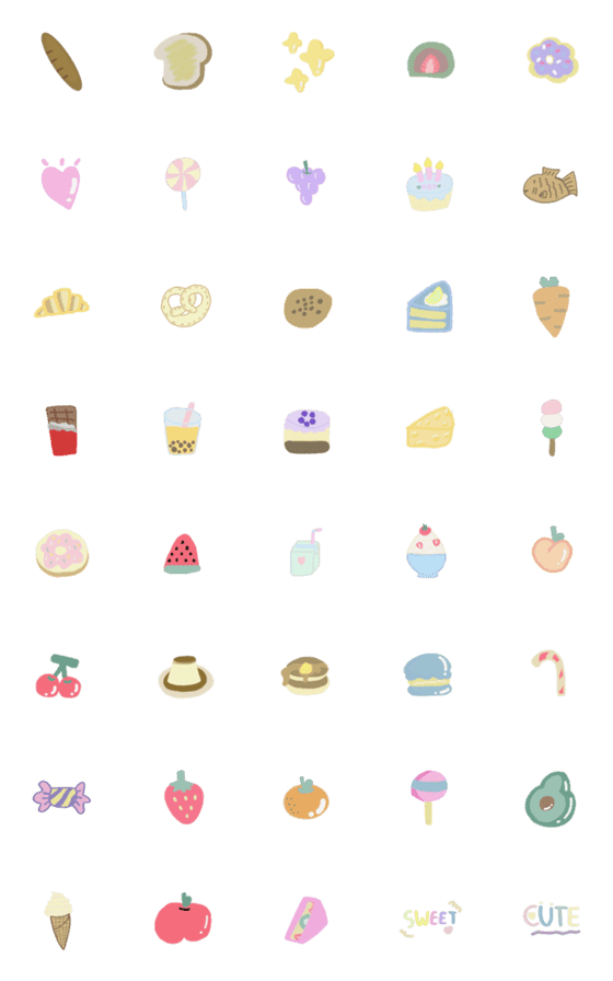 [LINE絵文字]Cute Dessertsの画像一覧