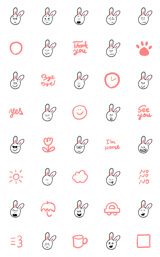 [LINE絵文字]うさぎのEmoji 2の画像一覧