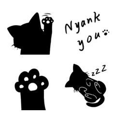 [LINE絵文字] 黒と白の猫のシルエット絵文字の画像