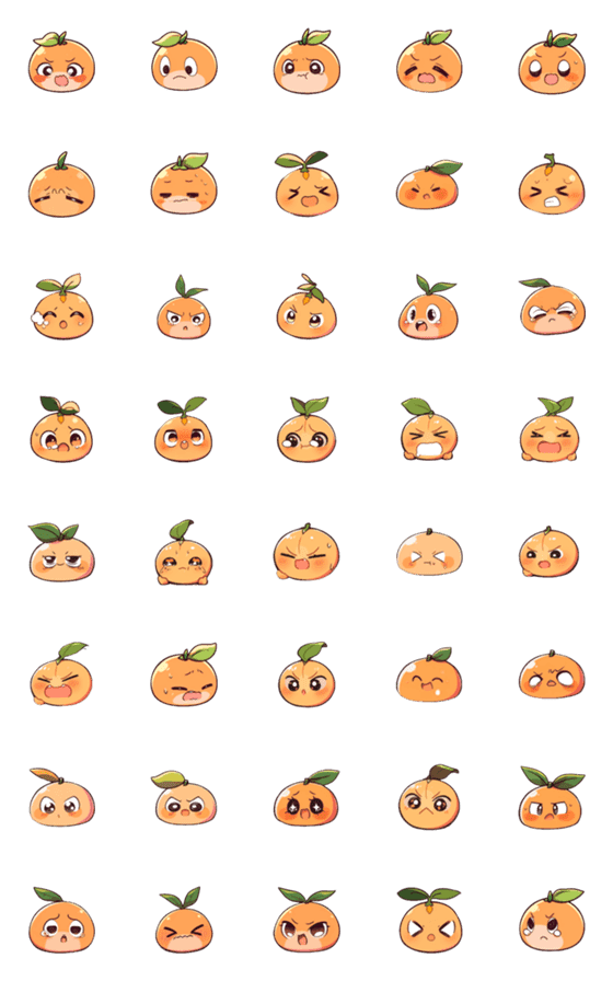 [LINE絵文字]Fruit Stickers - Orangeの画像一覧