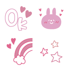 [LINE絵文字] くすみピンクの絵文字♥の画像