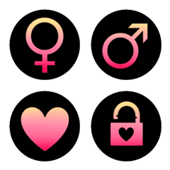 [LINE絵文字] Cute emoji, black and pink tone 2の画像