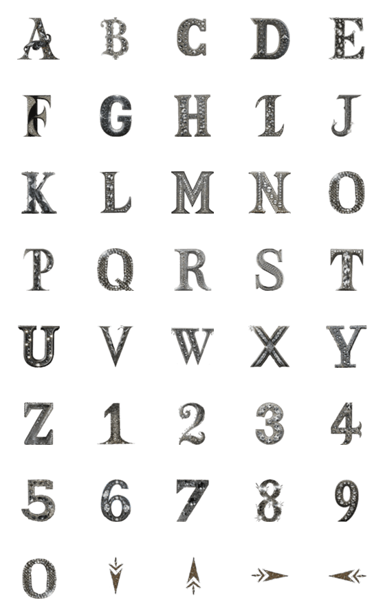 [LINE絵文字]Shiny Diamond Uppercase Fontの画像一覧