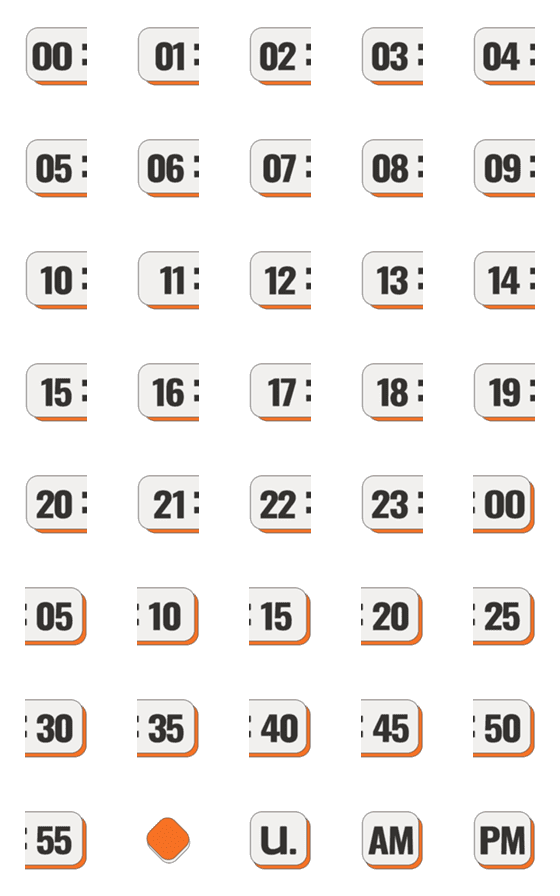 [LINE絵文字]Time Emoji with pastel-orange toneの画像一覧