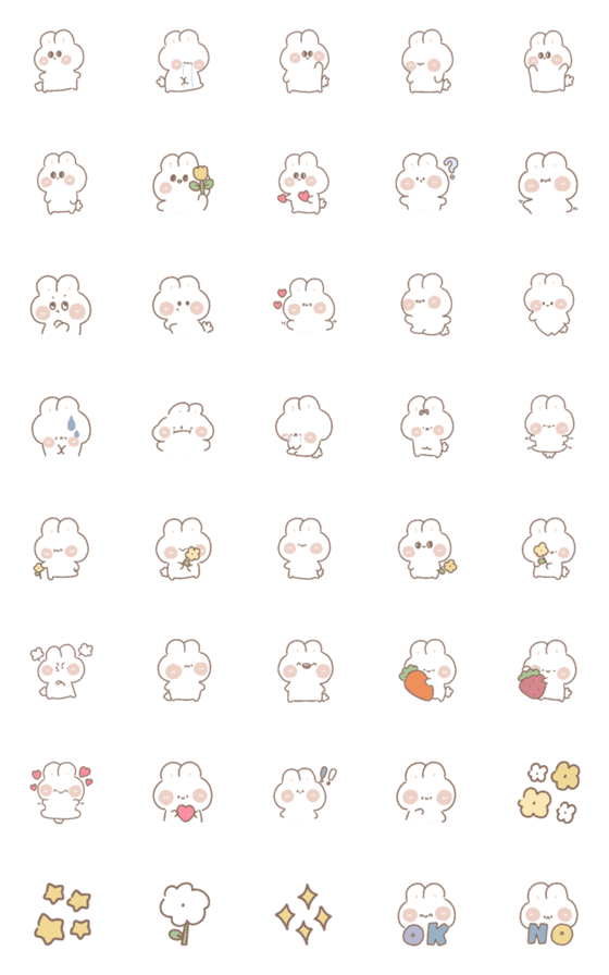 [LINE絵文字]Emoji rabbit cute **の画像一覧