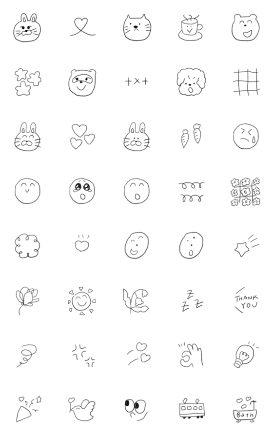 [LINE絵文字]シンプルな落書き絵文字たち 3の画像一覧