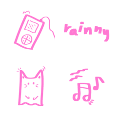 [LINE絵文字] rainy day on way (ピンク)の画像