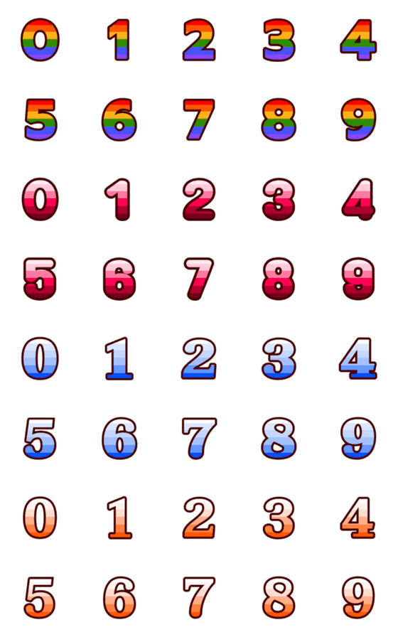 [LINE絵文字]Bright colored numbers, cute.の画像一覧