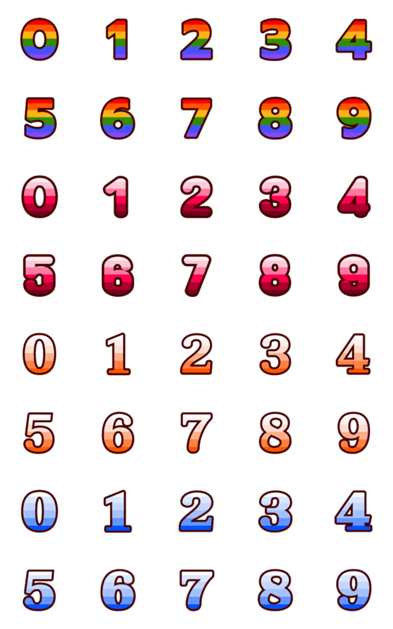 [LINE絵文字]Bright colored numbers, cute2.の画像一覧