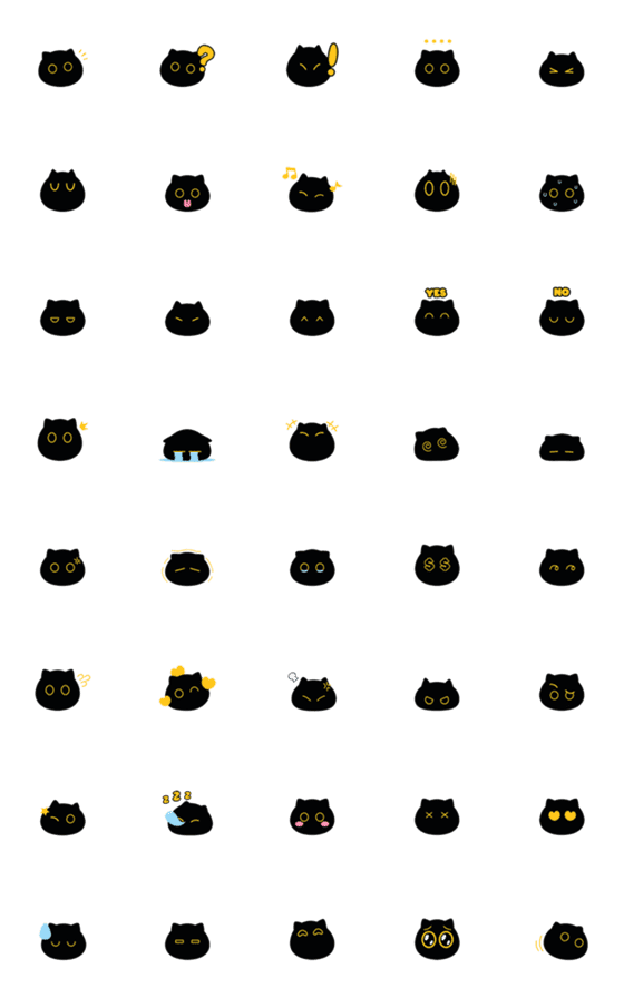 [LINE絵文字]Kurobo Cat Emojiの画像一覧