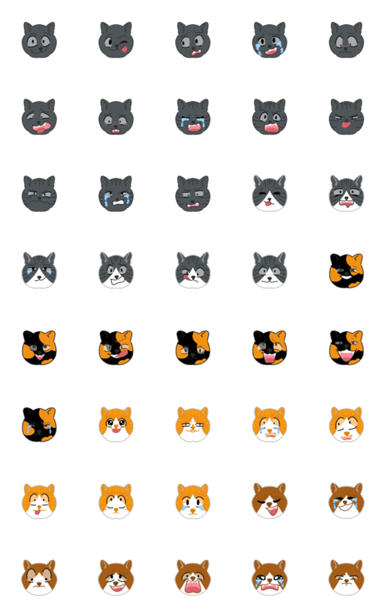 [LINE絵文字]cat mood face ver.2の画像一覧