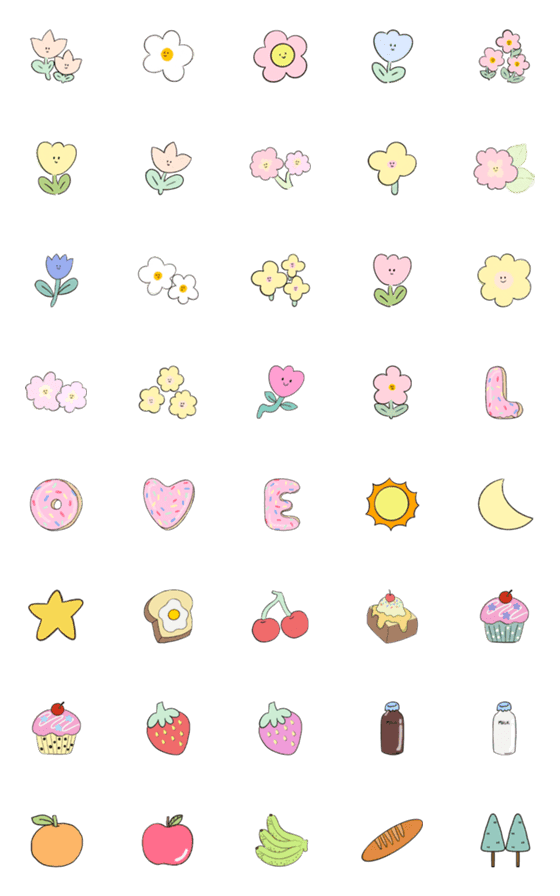 [LINE絵文字]Good vibes Flower with smiley facesの画像一覧