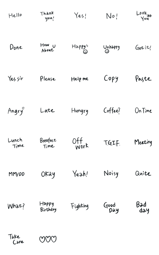[LINE絵文字]Daily Handwritingの画像一覧