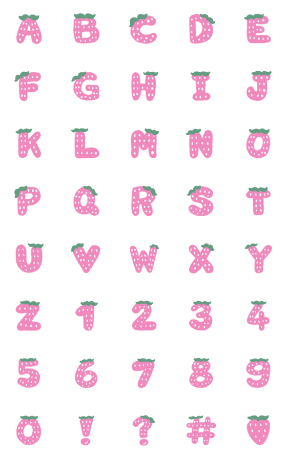 [LINE絵文字]Cute Strawberry Fontの画像一覧