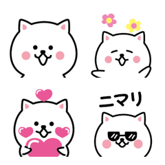 [LINE絵文字] シロい猫の絵文字☆の画像