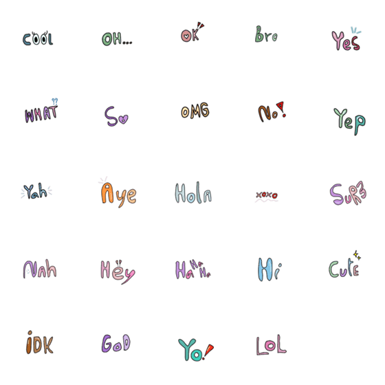 [LINE絵文字]English words emojiの画像一覧