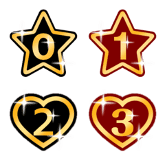 [LINE絵文字] Luxurious numbers,hearts+star,glitterの画像