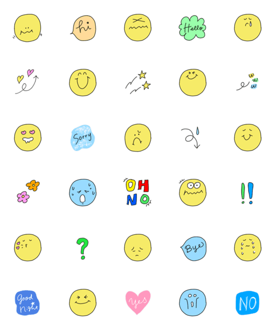 [LINE絵文字]手書き・可愛いスマイル絵文字の画像一覧