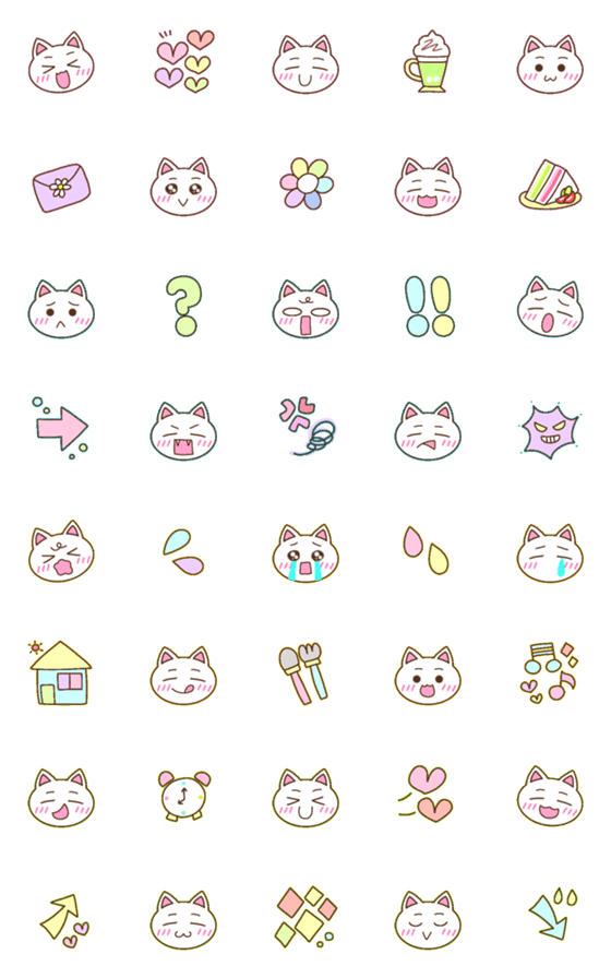 [LINE絵文字]のんびり白ねこ♡の画像一覧