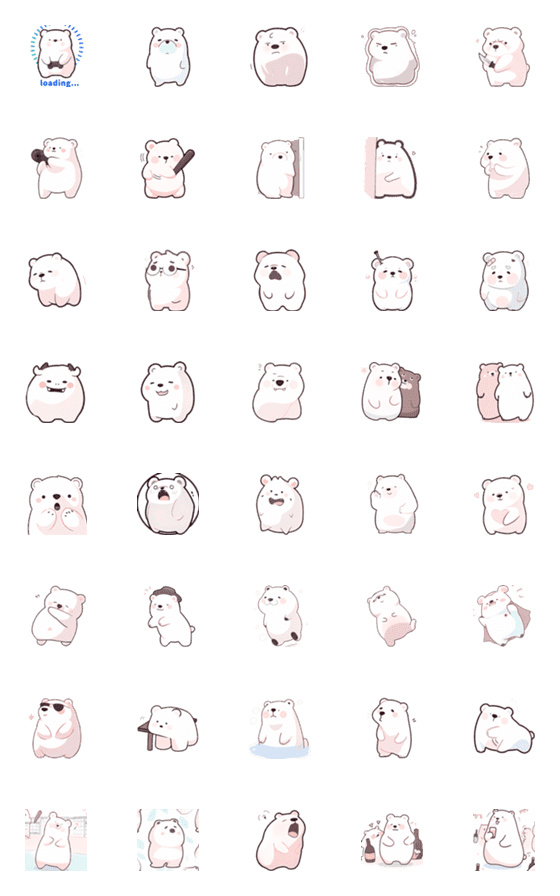 [LINE絵文字]white_bear_2(2023 LET'S DRAW)の画像一覧