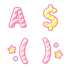 [LINE絵文字] ピンク ストライプ ♥ ABC 123 英語 数字の画像