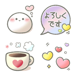 [LINE絵文字] ふんわり♡ゆるかわ﻿おもちの絵文字パックの画像