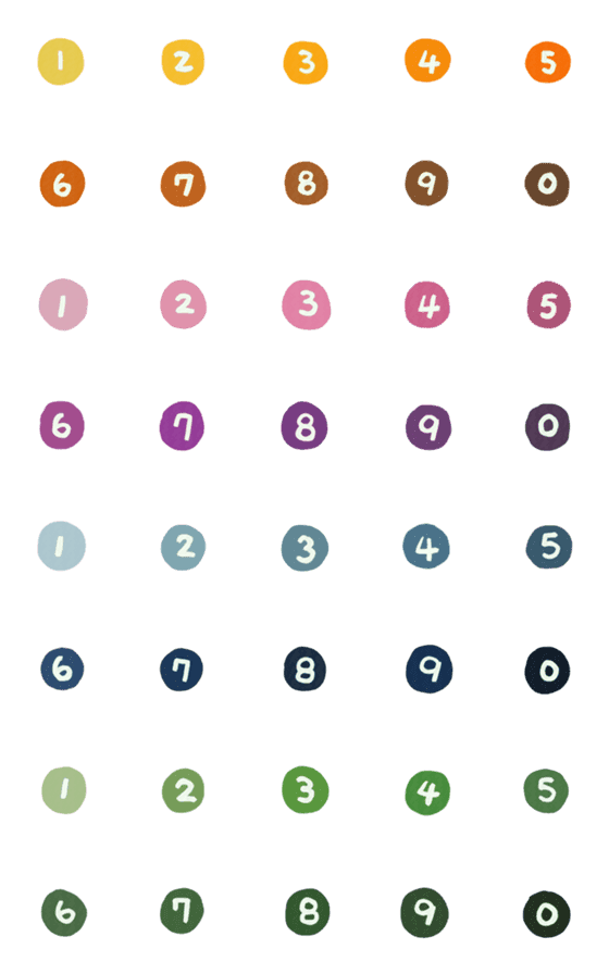 [LINE絵文字]Color Number 0-9の画像一覧