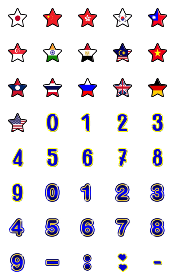 [LINE絵文字]Star flag and number v1.1の画像一覧