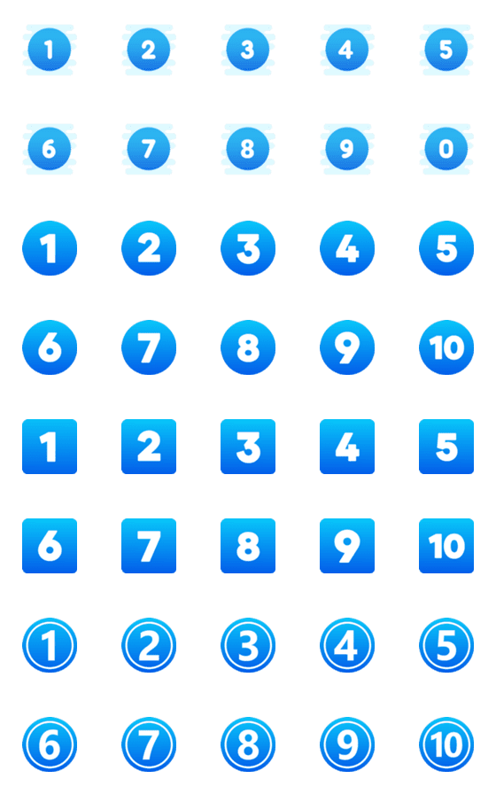 [LINE絵文字]blue number 1-10の画像一覧