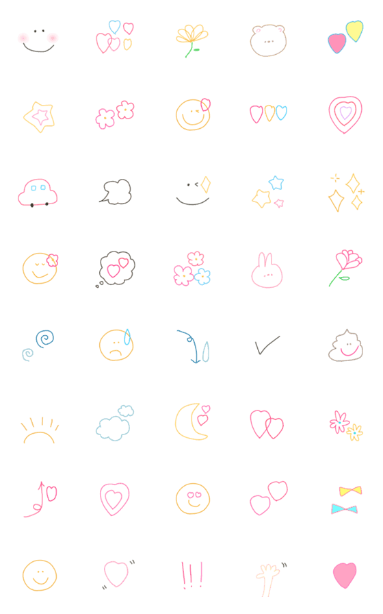 [LINE絵文字]＊＊シンプル線画♡の画像一覧