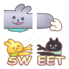 [LINE絵文字] Labico*Cat ＆ gold rabbit ＆ silver rabbitの画像