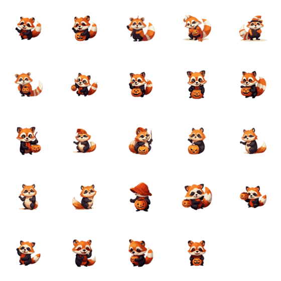 [LINE絵文字]Halloween Red Panda 2の画像一覧