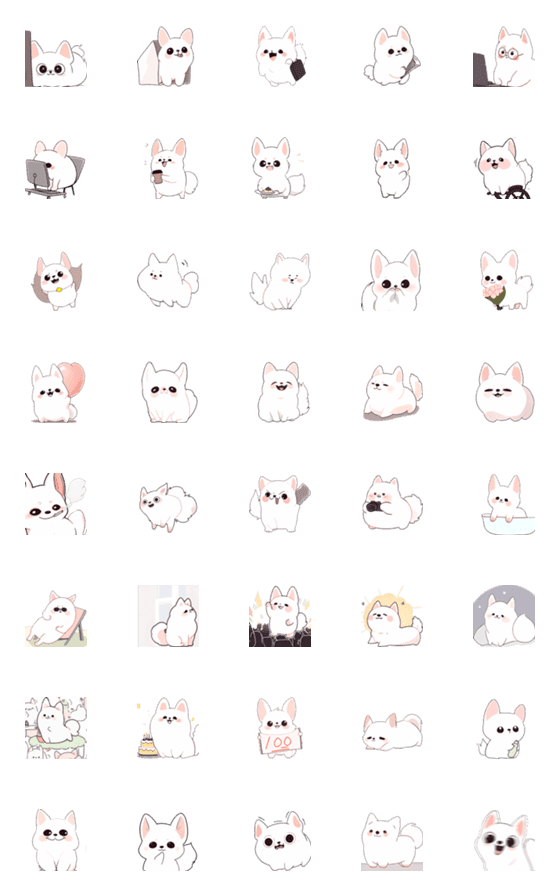 [LINE絵文字]white_doggy(2023 LET'S DRAW)の画像一覧
