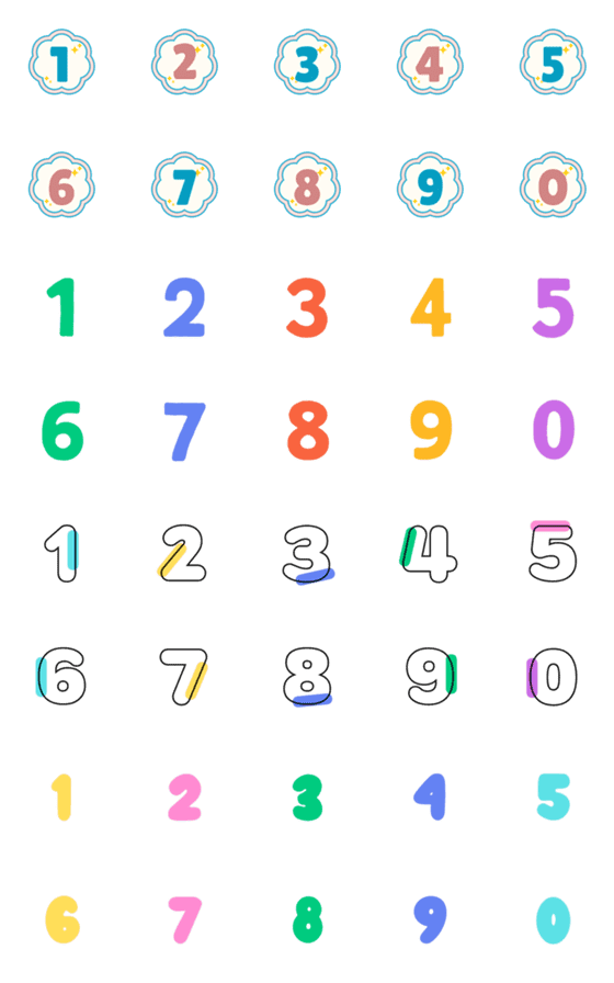 [LINE絵文字]emoji number set 1-0 cuteの画像一覧