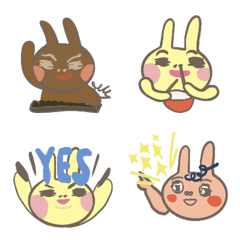 [LINE絵文字] Picking nose rabbit familyの画像