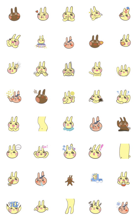 [LINE絵文字]Picking nose rabbit familyの画像一覧