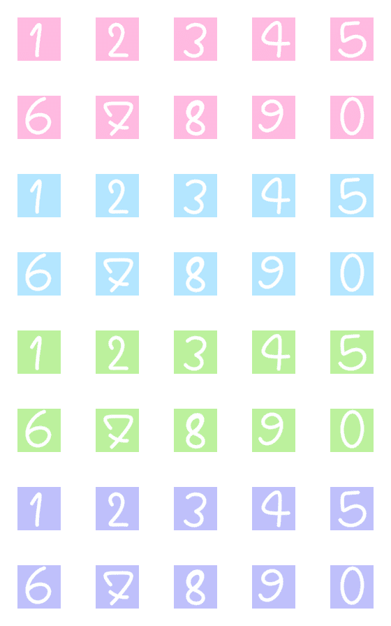 [LINE絵文字]numbers on a pastel backgroundの画像一覧