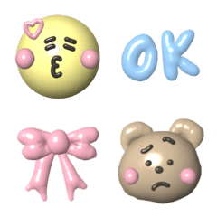 [LINE絵文字] 3D毎日使えるかわいい絵文字の画像