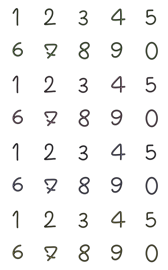 [LINE絵文字]Numbers. Pastel background with black.の画像一覧