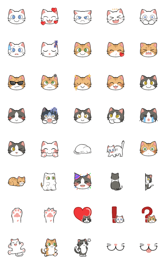 [LINE絵文字]猫たちの普段使いしやすい絵文字の画像一覧