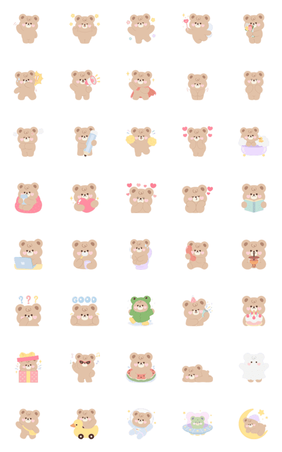 [LINE絵文字]Little Latte Bear Emojiの画像一覧