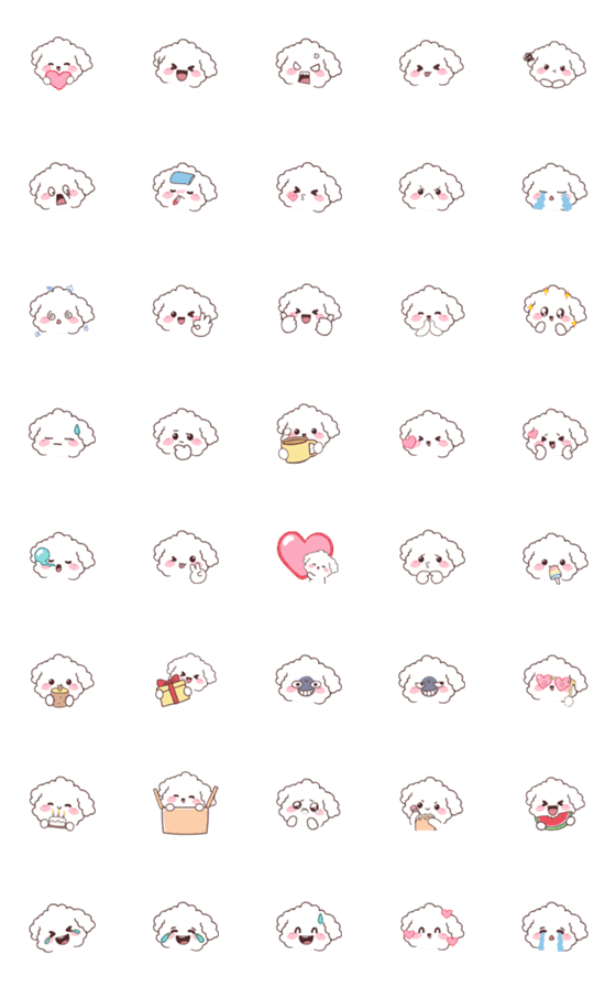 [LINE絵文字]Bunny Poodle 2 (Emoji)の画像一覧