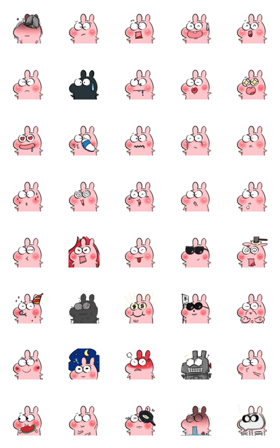 [LINE絵文字]2023 LET'S DRAW Rabbit Emoji Stickersの画像一覧