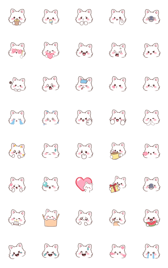 [LINE絵文字]White Foxs 4 (Emoji)の画像一覧