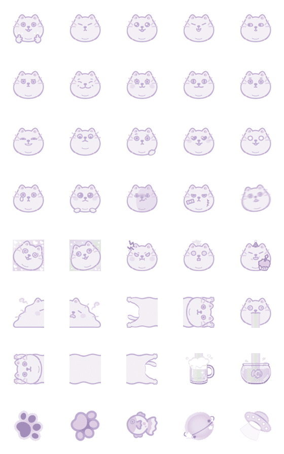 [LINE絵文字]Purple cat emojiの画像一覧